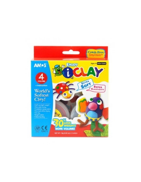 Modelling clay Amos 18gramm x 4 colours paper pack
