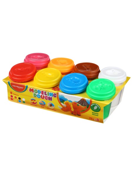 Modeling Dough, 8 colors(blue,red,yellow,green,white,orange,pink,brown) 75grams/tube x 8tubes, total 600grams