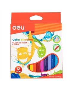 Rasvakriidid DELI 12-värvi plastik