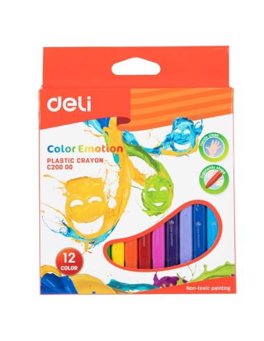 Rasvakriidid DELI 12-värvi plastik