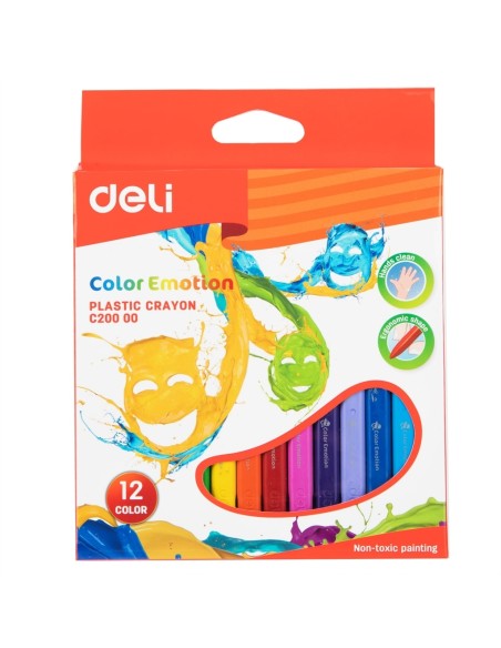 Plastic Crayon Deli 12 colors assorted