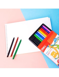 Plastic Crayon Deli 12 colors assorted 2
