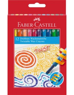 Faber-Castell Wax crayon twistable, cardboard wallet of 12