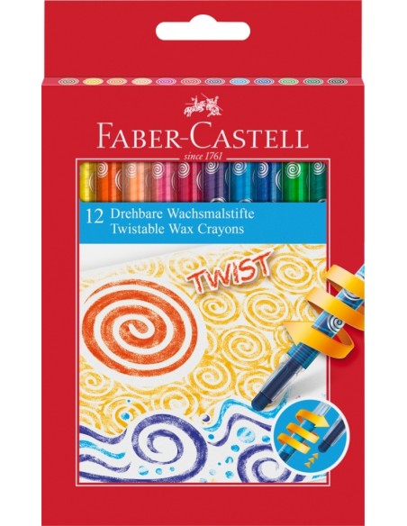 Faber-Castell Wax crayon twistable, cardboard wallet of 12