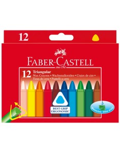 Faber-Castell Wax crayon triangular, cardboard wallet of 12