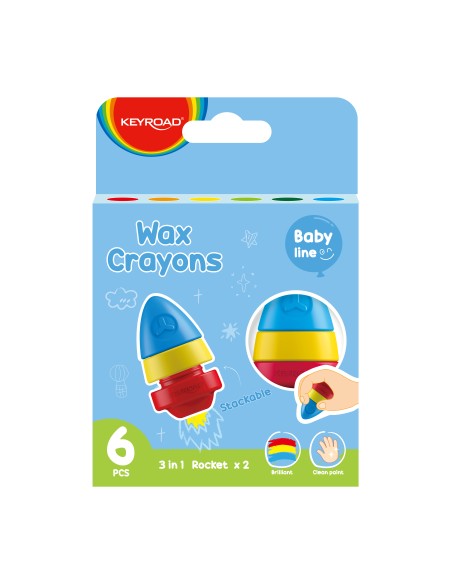 KIDS wax crayon, 6pcs(2 Rockets)/set