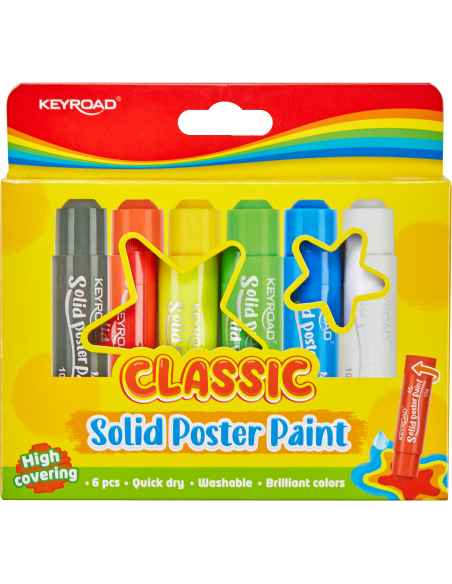 6 classic colors solid poster paint stick