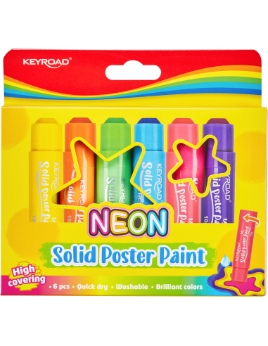 6 Neon colors solid poster paint stick