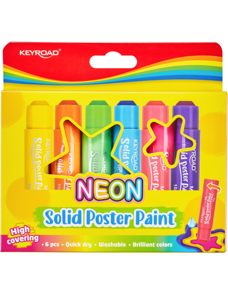 6 Neon colors solid poster paint stick
