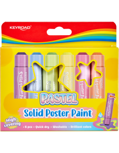6 pastel colors solid poster paint stick