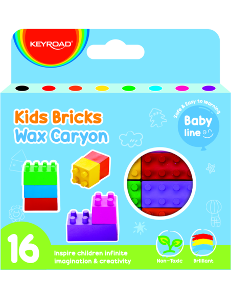 Kids bricks wax caryon, 16pcs/color box
