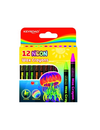12 colors Neon wax crayon/box, 8*90mm