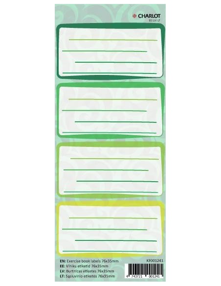 Vihiku kleebisetiketid Charlot Wild 76x35mm 4tk lehel