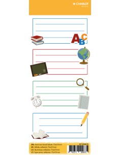 Exercise book labels Charlot 76x35mm 4pcs on sheet.