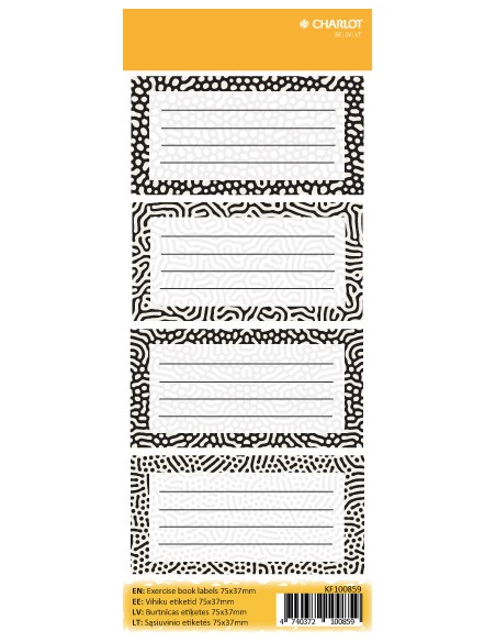 Vihiku kleebisetiketid Charlot (Pattern) 75x37mm 4tk lehel