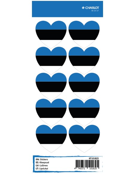 Kleebisetiketid Charlot (Eesti lipp, süda)