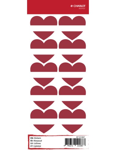 Kleebisetiketid Charlot (Läti lipp, süda)