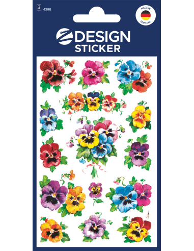 CRE flower stickers pansies paper 3sh