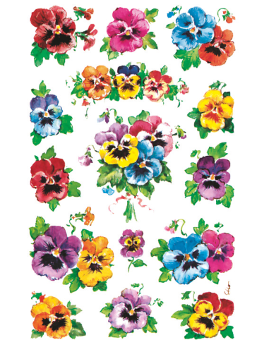CRE flower stickers pansies paper 3sh