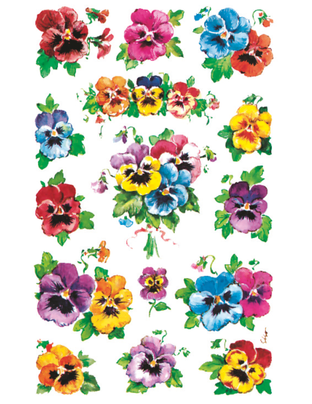CRE flower stickers pansies paper 3sh