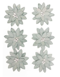 Paper flowers DAHLIA self-adhesive, 6pcs/pack, grey (semi-finished product)
