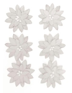 Paper flowers DAHLIA self-adhesive, 6pcs/pack, white (semi-finished product)