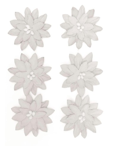 Paper flowers DAHLIA self-adhesive, 6pcs/pack, white (semi-finished product)