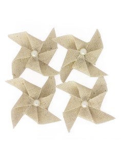 Fabric PINWHEEL self-adhesive, 4pcs/pack, beige (semi-finished product)