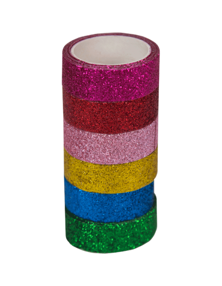 Adhesive tape with glitter, more shining, eac roll in single opp bag with sticker