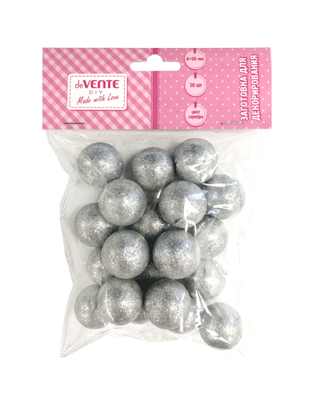 Styrofoam ball, d=30mm, 20pcs Silver