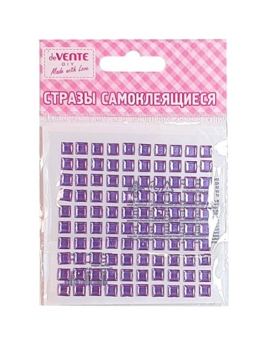 Kleebitavad kristallid deVENTE ruudud 6mm lillad