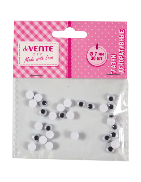 Set of selfadhesive eyes, black-white, 30 pcs, 7 mm.