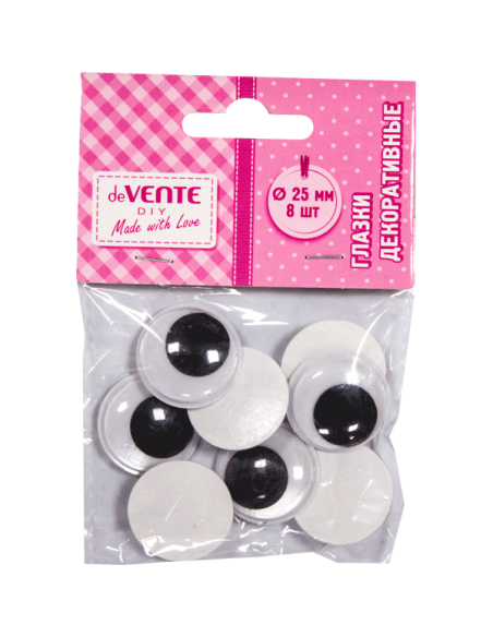 Set of selfadhesive eyes, black-white, 8 pcs, 25 mm