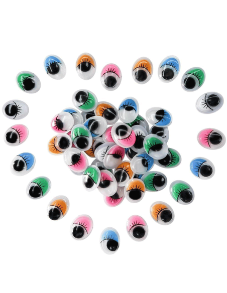 Silmad deVENTE 20x15mm ovaalsed, iseliimuvad, ripsmetega, 20tk/pk, assortii värvid