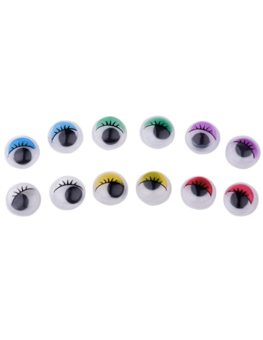 Silmad deVENTE 20mm, iseliimuvad, ripsmetega, 20tk/pk, assortii värvid