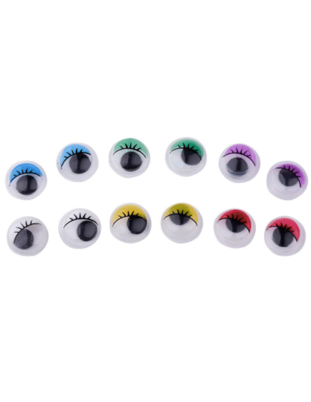 Silmad deVENTE 20mm, iseliimuvad, ripsmetega, 20tk/pk, assortii värvid