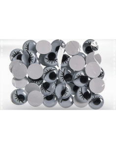 Silmad deVENTE 20mm, iseliimuvad, ripsmetega, 20tk/pk, mustad