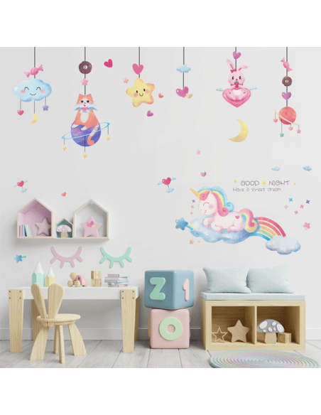 Kleebised deVENTE Dream about Unicorns, dekoratiiv, 45x30cm 4tk/pk