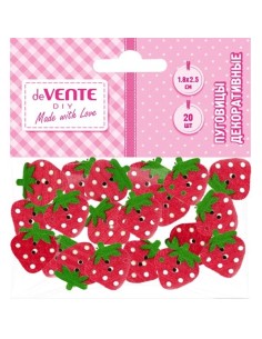 Dekoratiivnööbid deVENTE Maasikad puust 15x20mm 20tk/pk