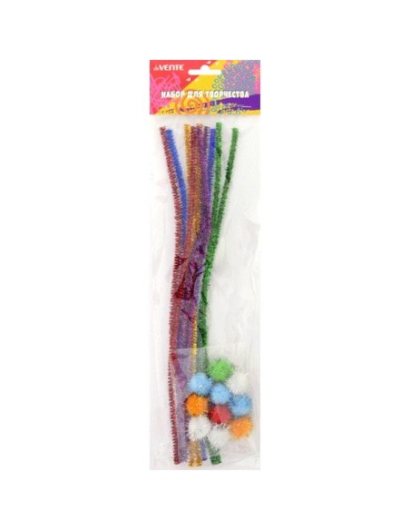 10pcs 20mm assorted colours metallic pompoms,+10pcs 300*6mm assorted colors metallic chenille stems,