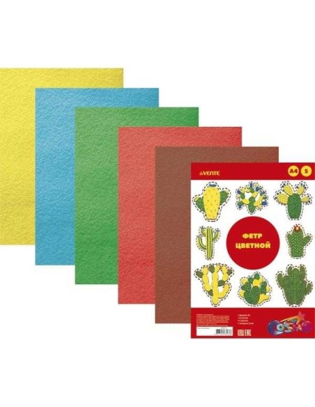 Felt, 5 Sheets, 5 Colors