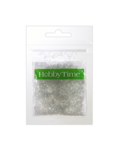 Beads, round, transparent, 2MM. 10G, silver color #1