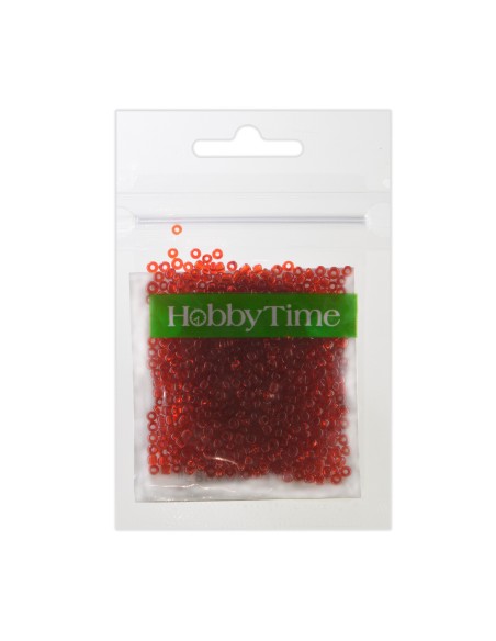 Beads, round, transparent, 2MM. 10G, red #4