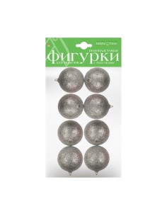 Пенопластовые Фигурки. Шары С Глиттером, Серебро.  Ø 40 Мм, 8 Шт.