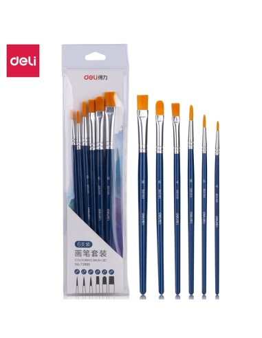 Pintslite komplekt DELI 6tk/pk (ümar nr 4,6,8; lapik nr 4, 6, 8) blistris