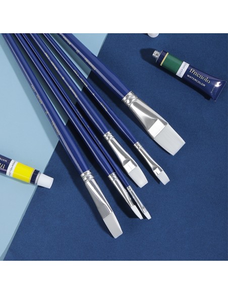 Paint Brush DELI 6pcs/opp bag;Flat brush；Hard nylon;Aluminum ferru Asst.