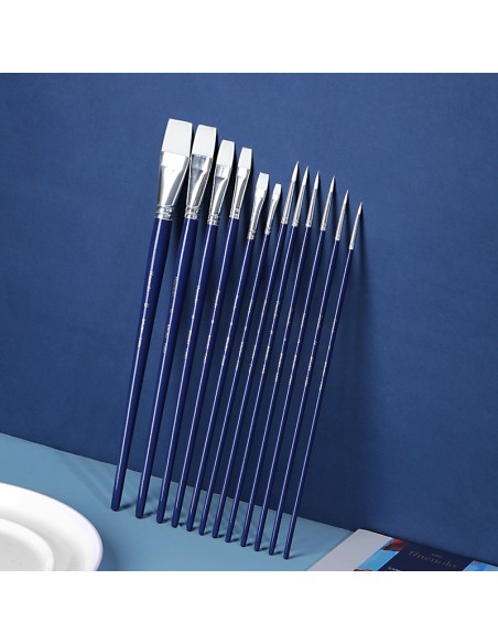 Paint Brush DELI 6pcs/opp bag;Flat brush；Hard nylon;Aluminum ferru Asst.
