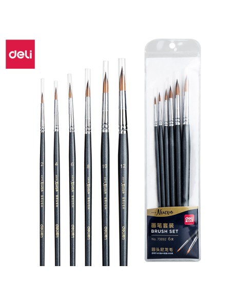 Pintslite komplekt DELI 6tk/pk (ümar nr 2,4,6,8,10,12) nailon, blistris