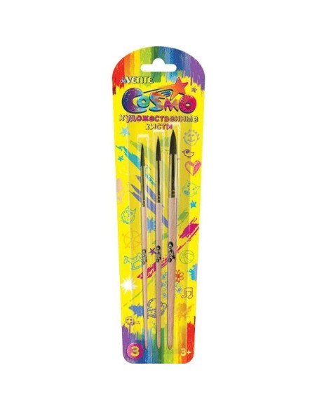 Pintslite komplekt deVENTE 3tk/pk (ümar sünteetiline nr 1,5,8) blistris