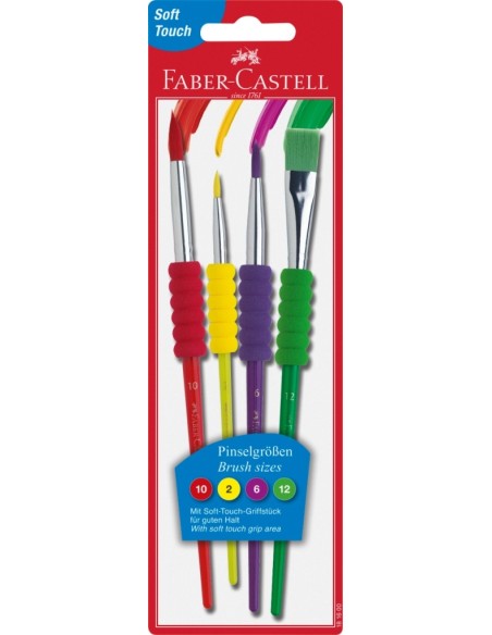 Pintslite komplekt Faber-Castell soft touch 4tk/pk (nr.2,6,10,12)